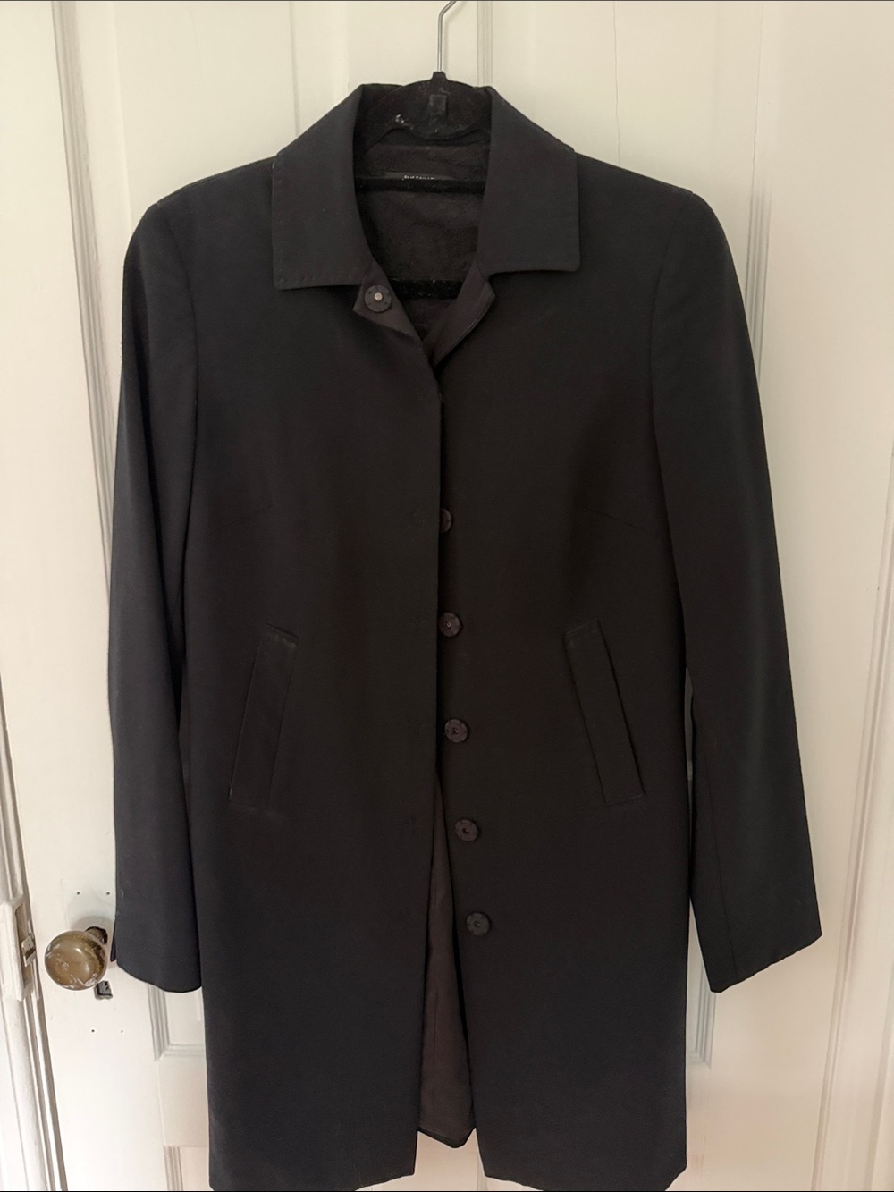 Elie Tahari Black Classic Single-Breasted Pea Coat